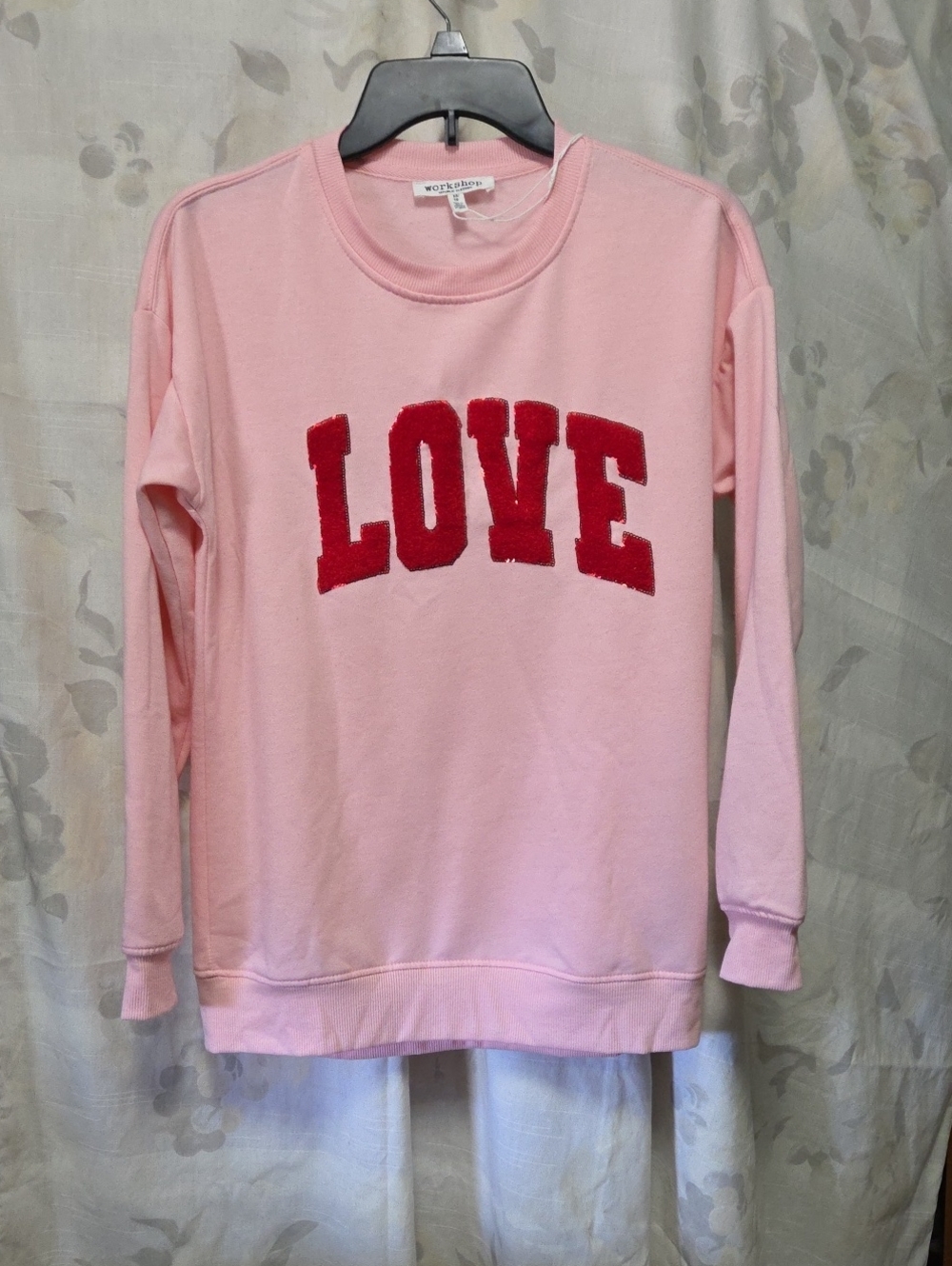 Workshop Republic Clothing Pink Sweatshirt with Red "LOVE" Applique